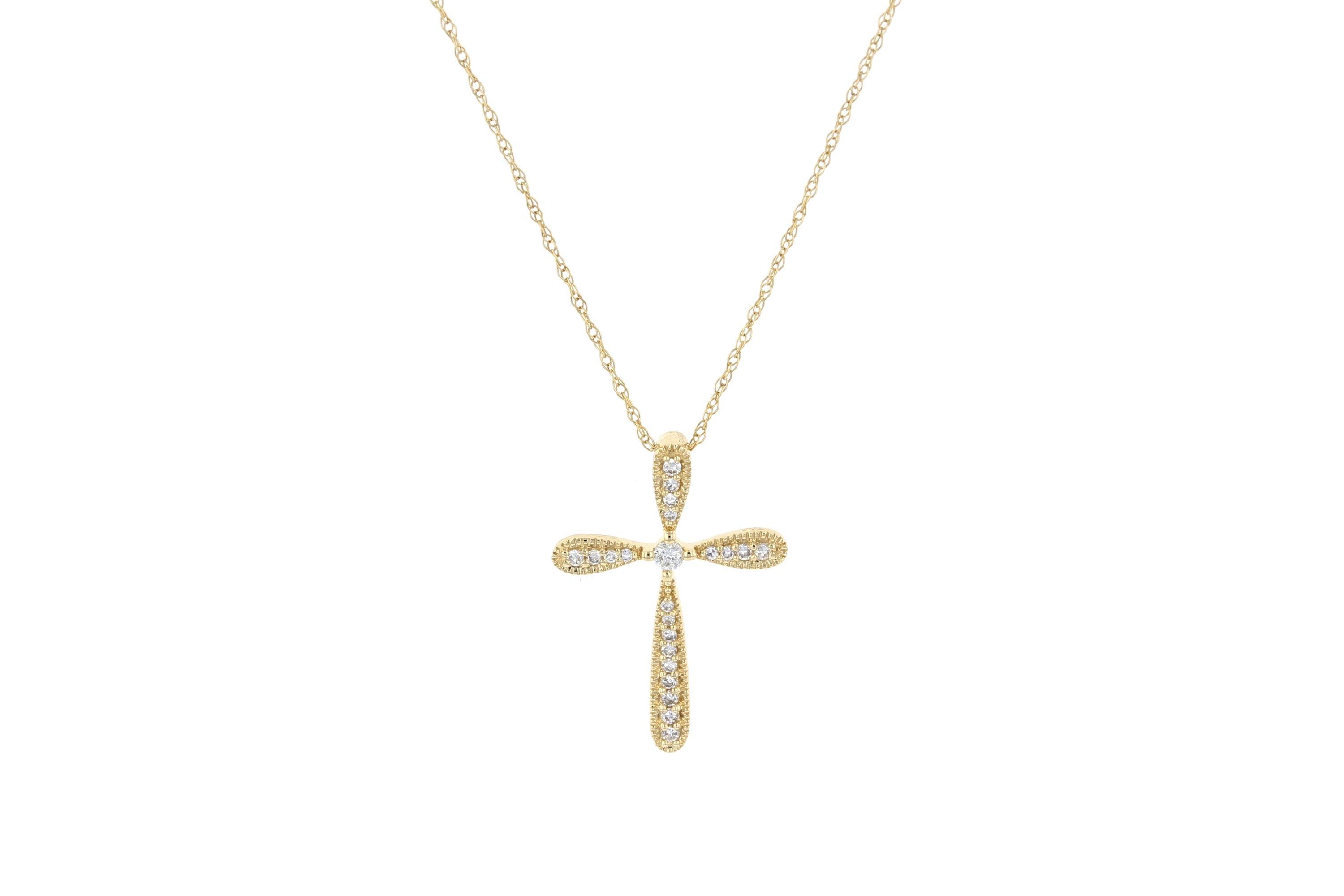 Diamond Milgrain Cross Pendant Necklace - The Brothers Jewelry Co.