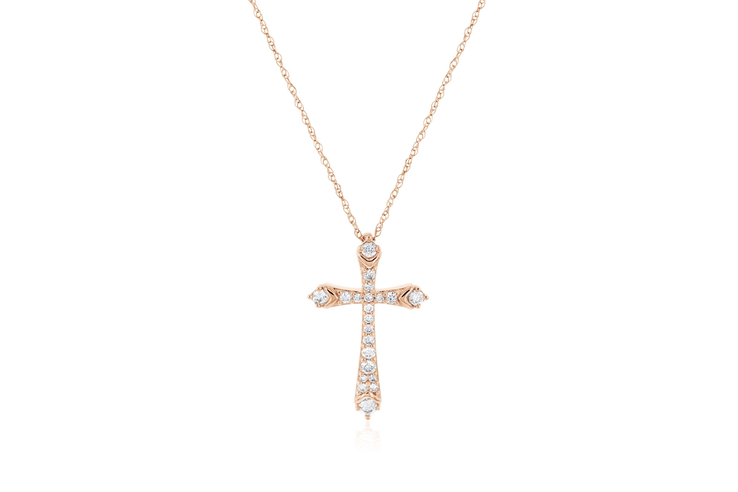 Graduated Diamond Cross Pendant Necklace - The Brothers Jewelry Co.