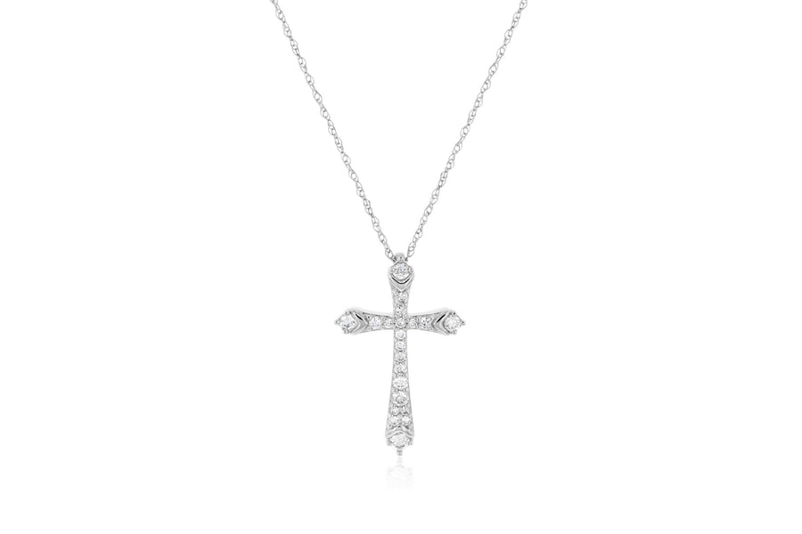 Graduated Diamond Cross Pendant Necklace - The Brothers Jewelry Co.