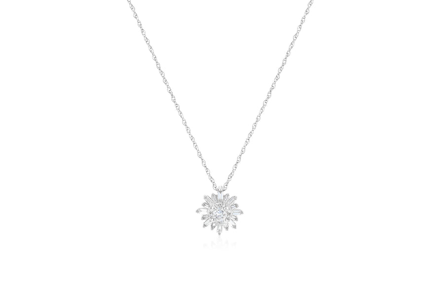Baguette Diamond Snowflake Pendant Necklace - The Brothers Jewelry Co.