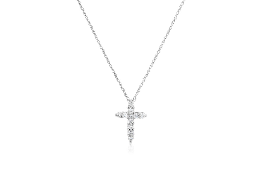 Petite Diamond Cross Pendant Necklace - The Brothers Jewelry Co.