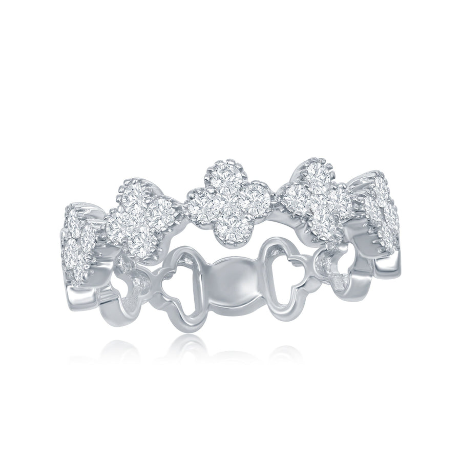 Diamond Clover Fashion Ring 18kt White Gold R12138